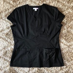{ Koi } Black Stretch Scrub Top